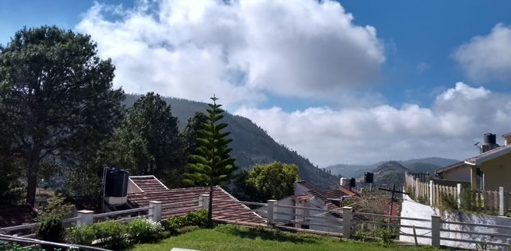hill and mountain view from cottage