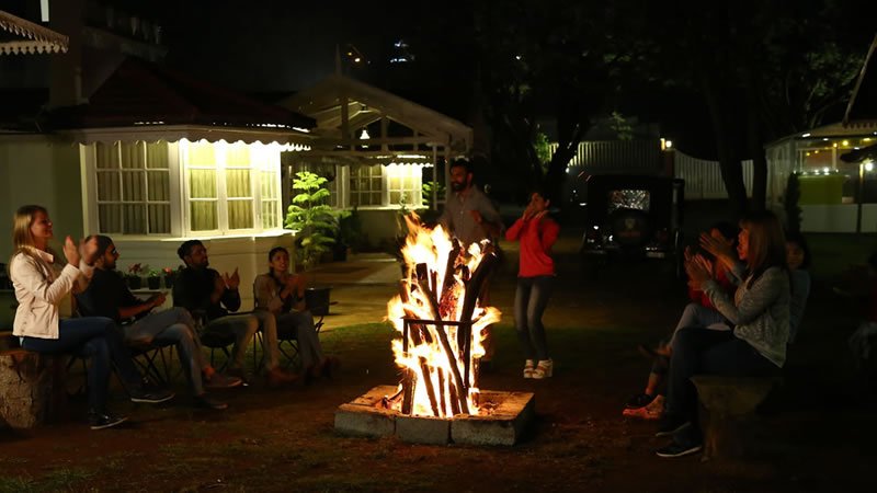 Guests enjoying bonfire night