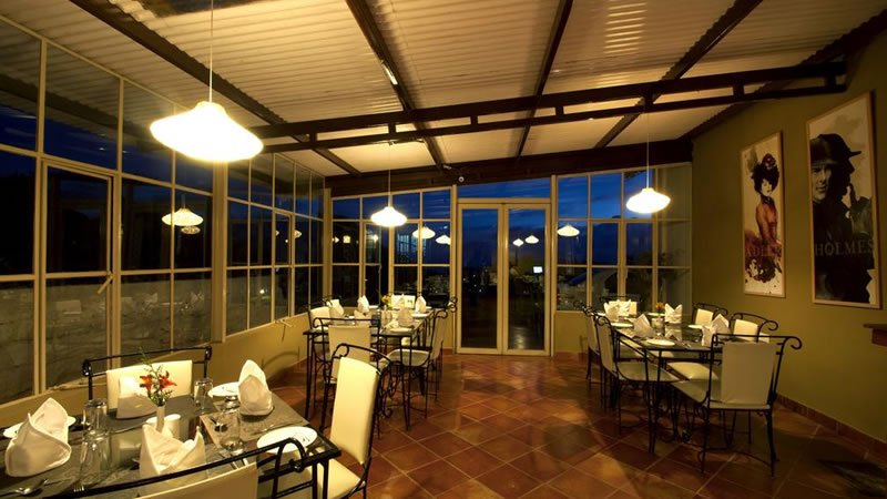 Glass roof restaurant interior