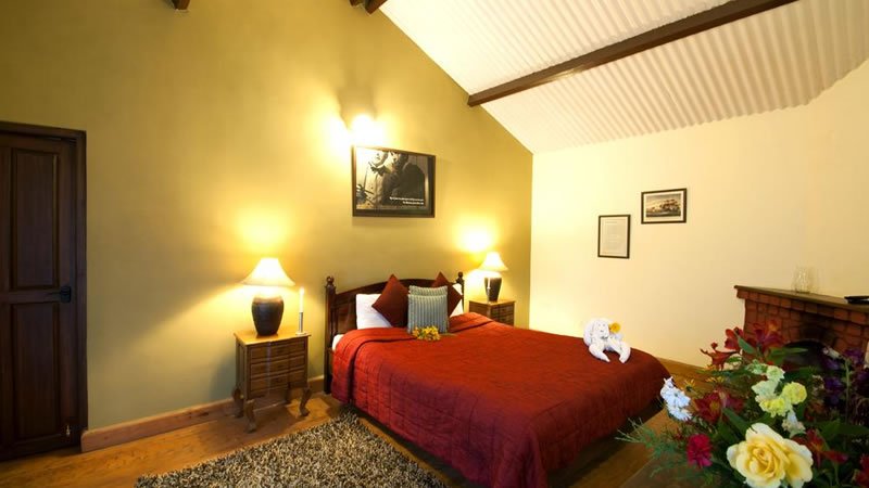Luxury bedroom with fireplace