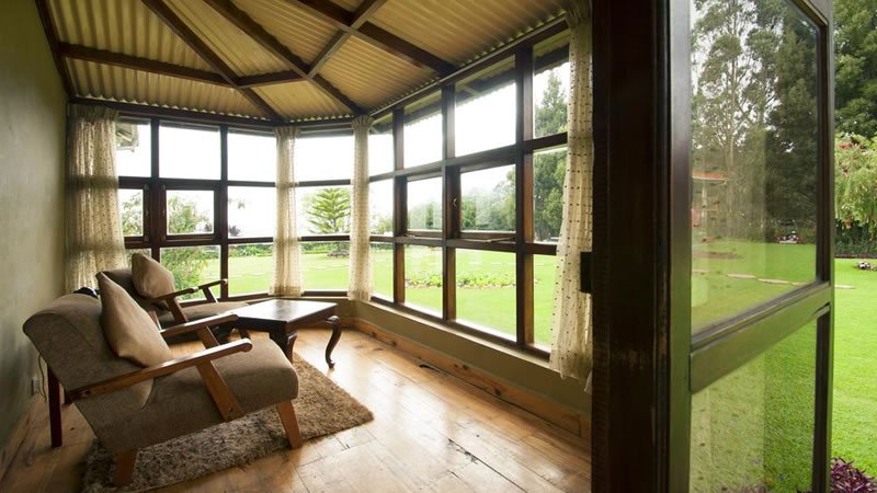 Sunroom with garden view