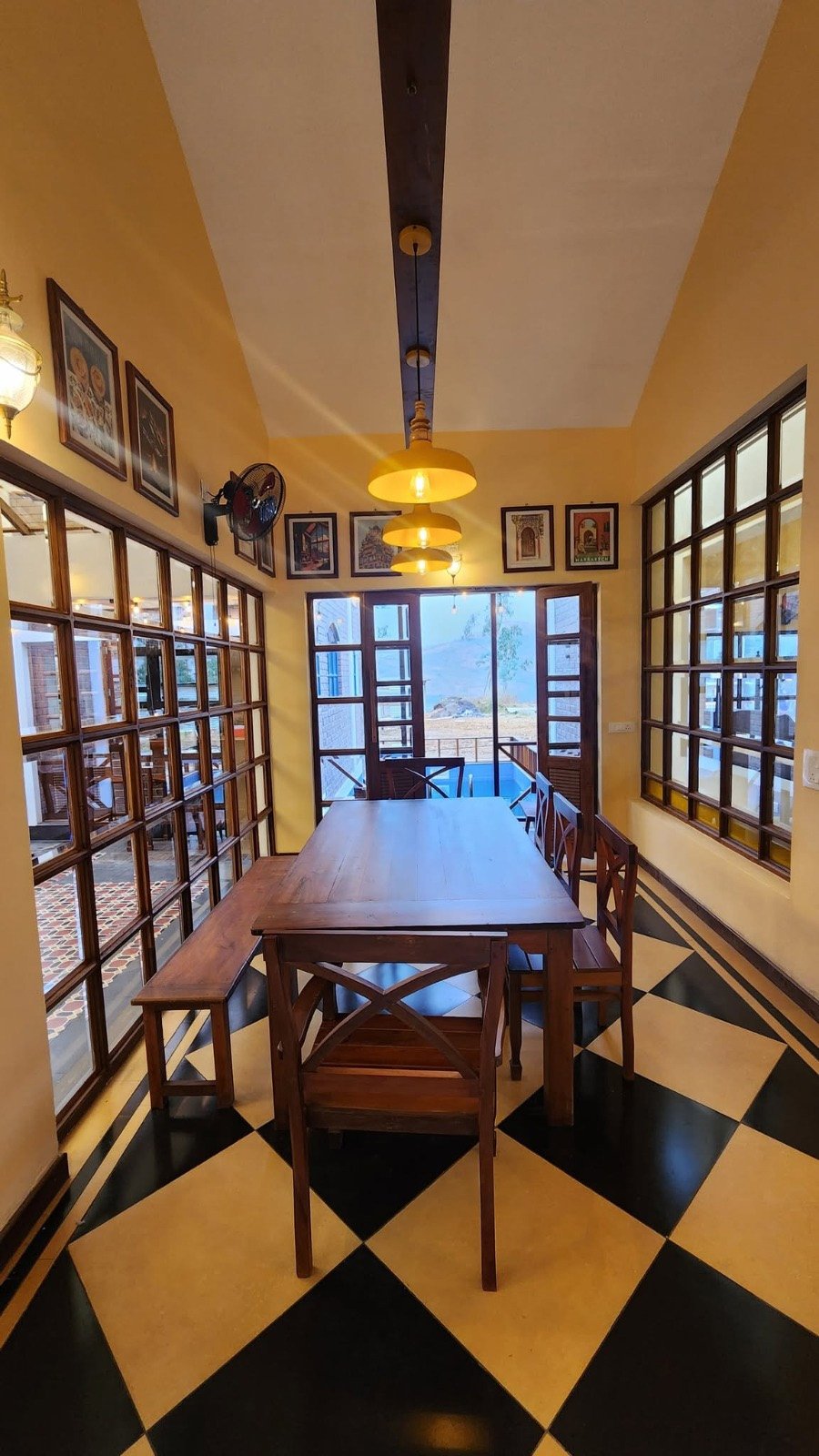 Dining table near poolside