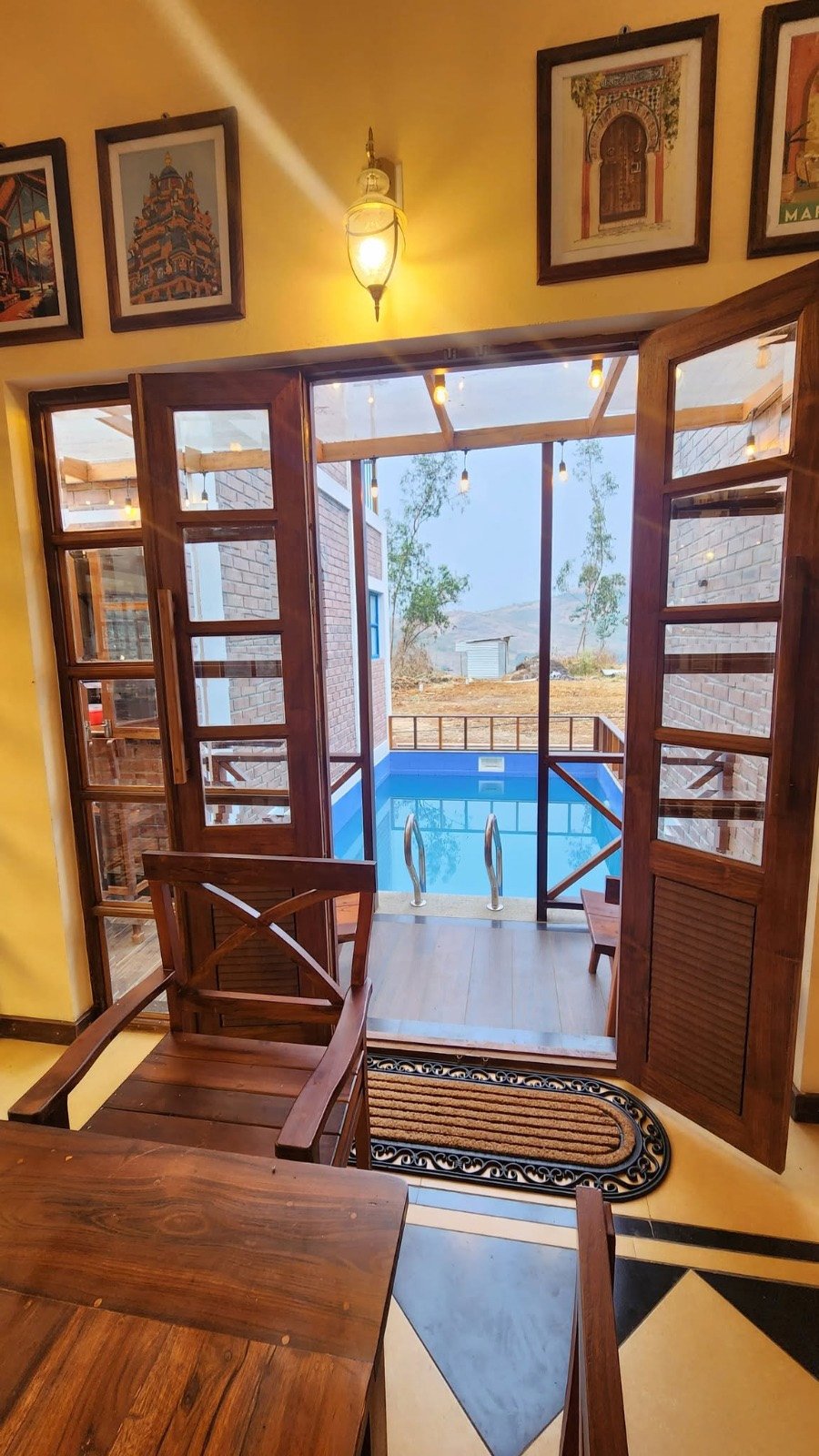 Pool view from dining area